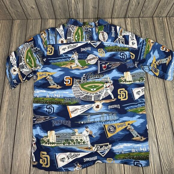 San Diego Padres MLB Reyn Spooner Sports Hawaiian Shirt 1998 NL Champs Pennant L - Picture 4 of 6